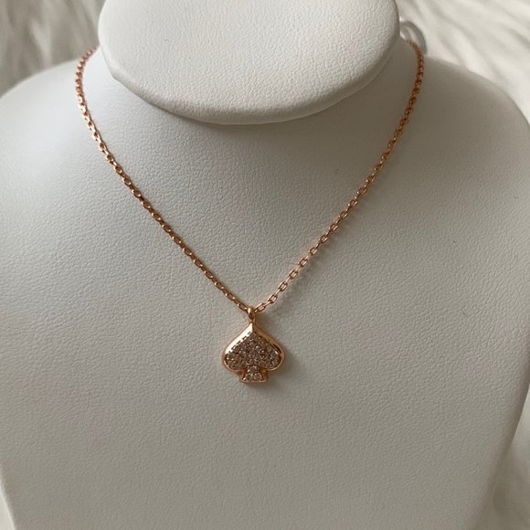 KATE SPADE Everyday Spade Pave Mini Pendant Necklace in Rose Gold